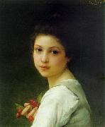 Charles-Amable Lenoir Portrait of a young girl with cherries painting